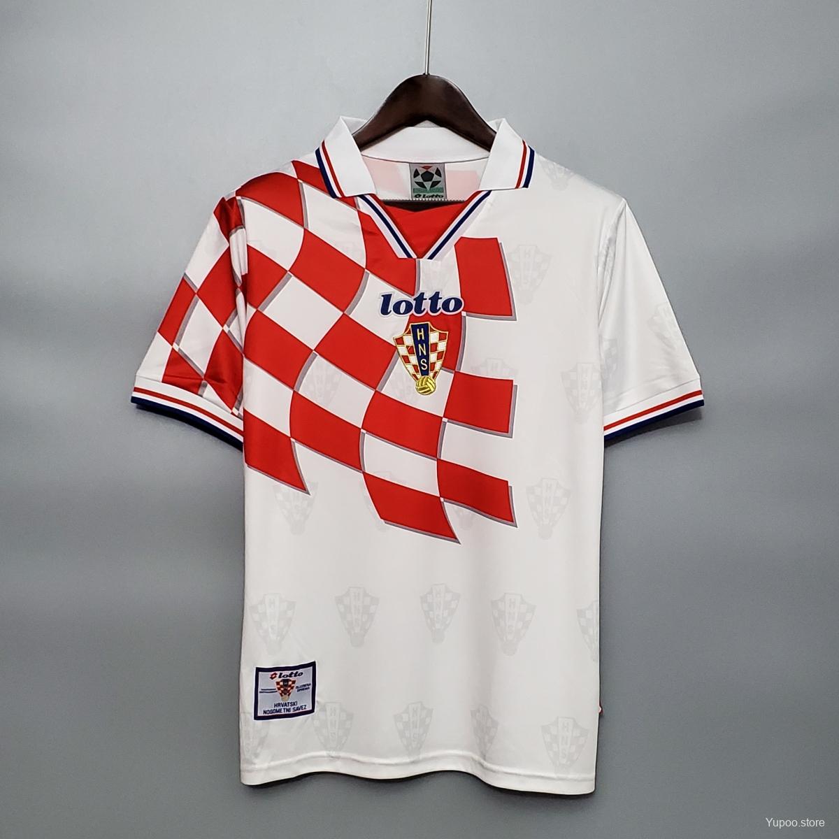Camiseta de fútbol Croacia 1998 VISITANTE MANGA CORTA VERSION FAN
